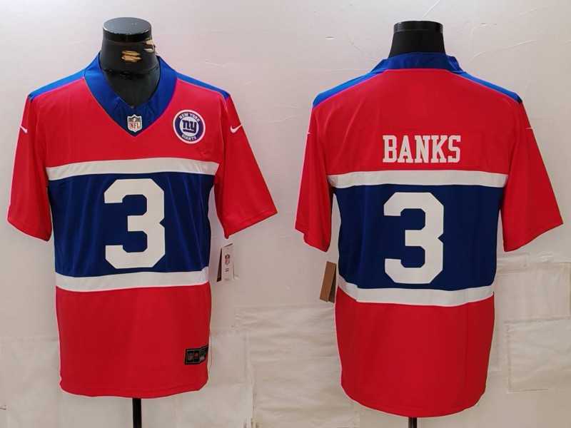 Mens New York Giants #3 Deonte Banks Limited Red Alternate FUSE Team Patch Vapor Jersey